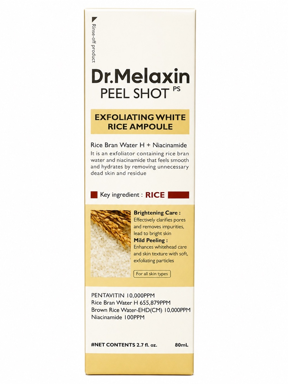 Dr.Melaxin Peel Shot Exfoliating White Rice Ampoule - NIB